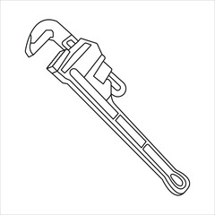 Pipe wrench icon outline. Pipe wrench logo. An illustration of pipe wrench. Perfect use for icon, logo, web, pattern, design, etc.