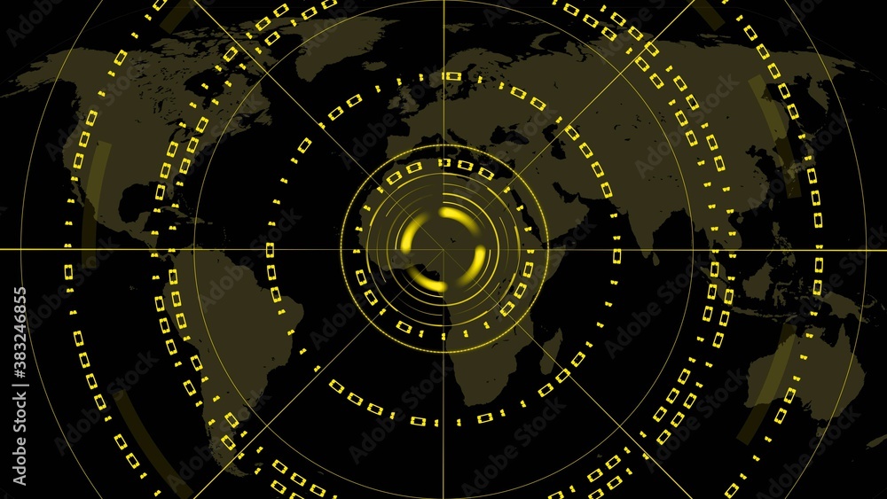 Poster abstract futuristic background of matrix style binary code built into hud elements - digital systems