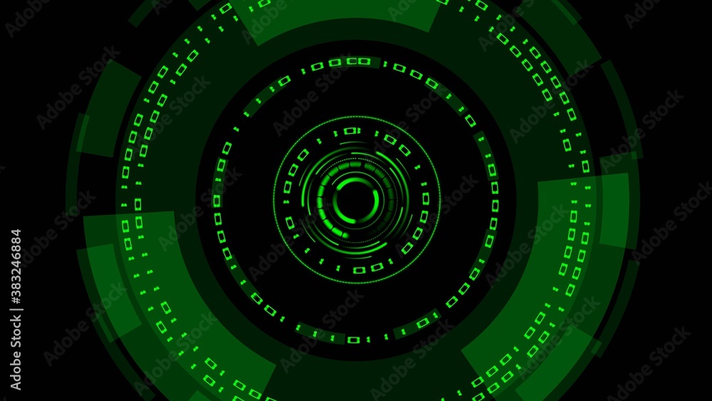 Poster abstract futuristic background of matrix style binary code built into hud elements - digital systems