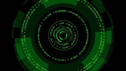 Abstract futuristic background of matrix style binary code built into HUD elements - digital systems technology theme - cyber internet or network concept - 3D illustration