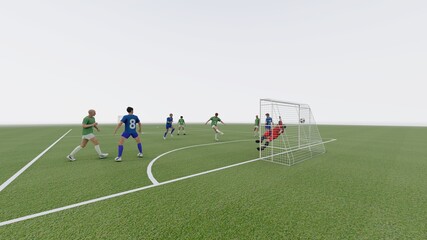 フットサル 屋外 ゴールシーン スライディング有り イラスト1 Wall Mural 啓文 佐々木