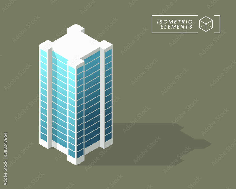 Poster minimalist isometric high quality city building with shadows on background . isolated vector element