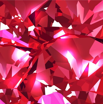 Bright red abstract background made of ruby crystals. Vector design.