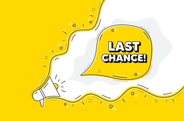 Last chance Sale. Loudspeaker alert message. Special offer price sign. Advertising Discounts symbol. Yellow background with megaphone. Announce promotion offer. Last chance bubble. Vector