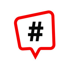 hashtag icon on white background