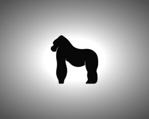 gorilla Silhouette on White Background. Isolated Vector Animal Template for Logo Company, Icon, Symbol etc