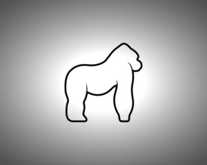 gorilla Silhouette on White Background. Isolated Vector Animal Template for Logo Company, Icon, Symbol etc