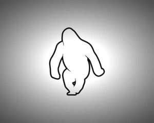 gorilla Silhouette on White Background. Isolated Vector Animal Template for Logo Company, Icon, Symbol etc