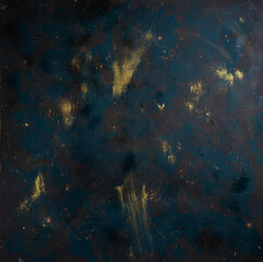 Photography image of beautiful abstract dark brown and blue, rough old wood background in cold and warm mood with fine texture. Pantone of the year color concept background banner with space for text.