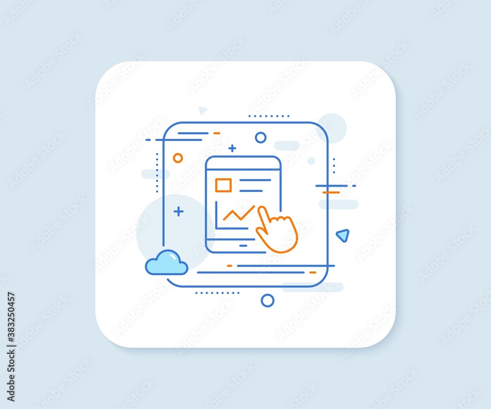 Poster online education line icon. abstract square vector button. tablet pc sign. web presentation with cha