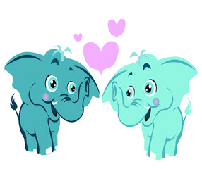 illustration of enamored elephants with hearts