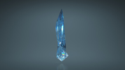 Raw blue crystal 3D render illustration