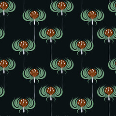   vintage vector wallpaper in art nouveau style. seamless vector pattern with flowers on a long stem