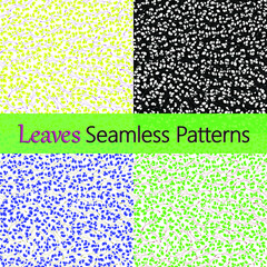 Set of 4 leaves patterns. Branches with leaves. Seamless Vector illustration. Stylish background with graphic leaves. Use for wallpaper, web design, surface textures, textile prints, wrapping, etc.