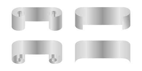 Isolated image of a set of paper scrolls in a gray gradient fill.