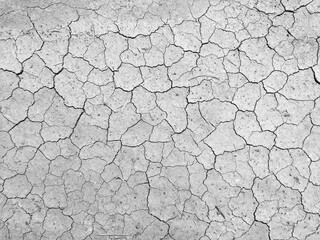 high angle view of crack soil ground in black and white photography