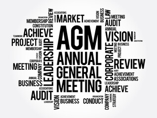 AGM - Annual General Meeting acronym word cloud, business concept background