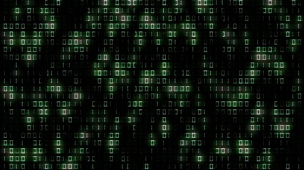 Abstract futuristic background of binary code in green color with random directional blur of single digits. Digital systems technology theme - cyber internet or network concept - 3D illustration