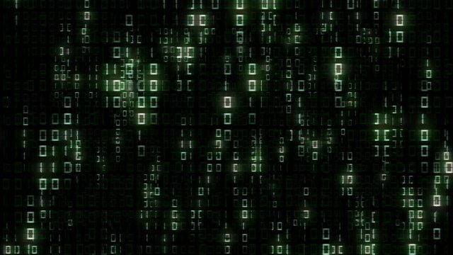 Abstract futuristic background of binary code in green color with random directional blur of single digits. Digital systems technology theme - cyber internet or network concept - 3D illustration