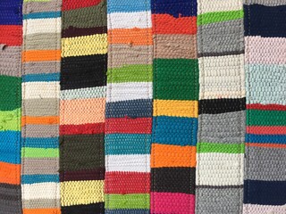 patchwork rug blanket made of woven rag background stripes texture these style of blankets and rugs...