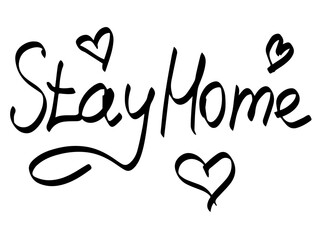 Lettering stay house. hand-drawn coronavirus Covid-19 stay home. To love the house. The quarantine is positive. Work at home. Pandemic protection. Isolated on a white background. 