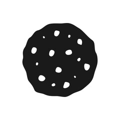 Chocolate chip icon. Black cookies symbol. Food vector illustration. Isolated on white.