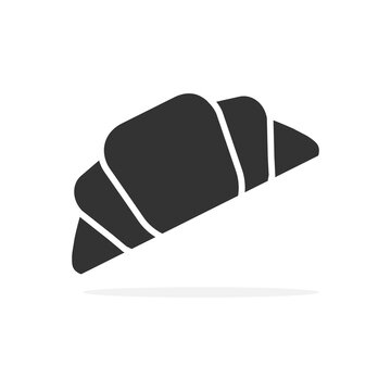 Croissant black icon. Food outline vector illustration. Isolated on white