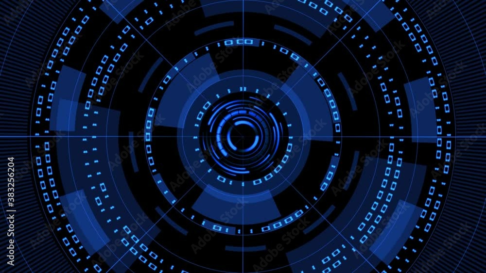Poster abstract futuristic background of matrix style binary code built into hud elements - digital systems