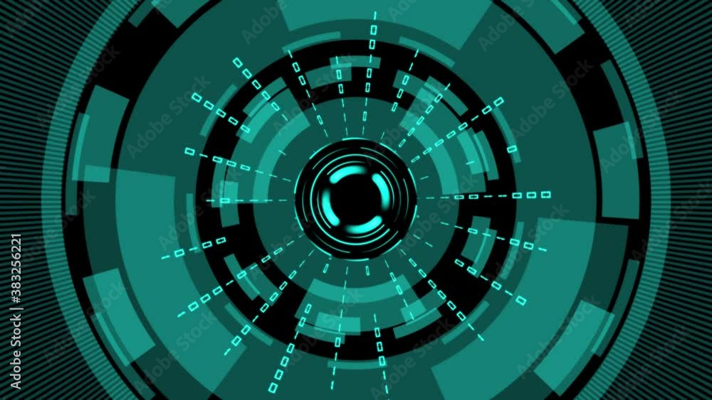 Poster abstract futuristic background of matrix style binary code built into hud elements - digital systems