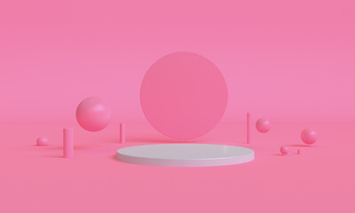 3d Pink color minimalist style design, Scene podium mock up presentation, 3d render abstract background.