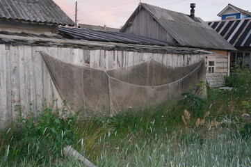 fishing nets dry in nature