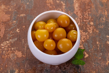 Yellow ripe cherry dessert