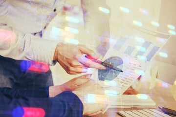 Writing man's hand with technology Ai icons.