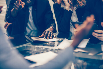 close up. working group discussing new ideas