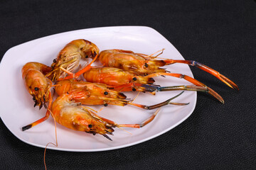 Grilled water prawn in the plate