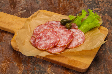 Spanish Salchichon sausage with salad