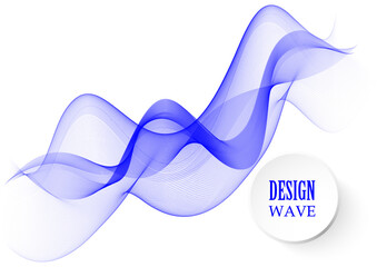 Abstract vector background, transparent waved lines for brochure, flyer design. Blue smoke wave.