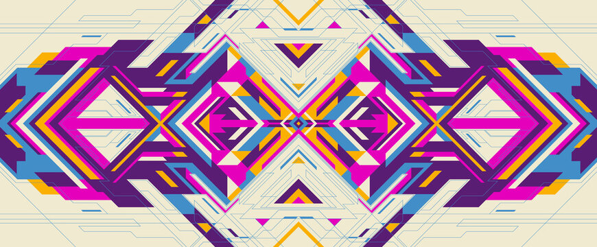 Colorful futuristic background design in geometric abstract style. Vector illustration.