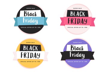 Black friday banner template set, vector illustration