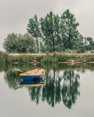 Boat on lake in South African wine region
