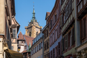 The steeple of the Collégiale Saint-Martin church in Colmar