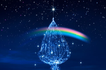 Naklejka na ściany i meble 虹とクリスマスツリー