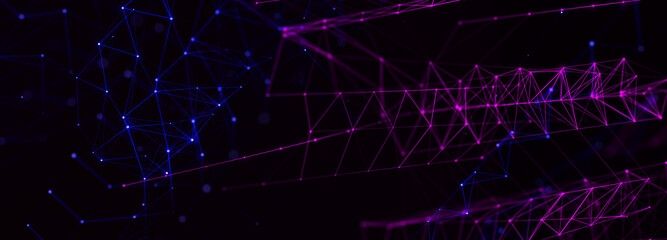 Technology background. Abstract digital combination dots and lines. Network connection structure. 3d Widescreen