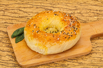 Hot tasty Uzbek flatbread for snack