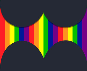 LGBT community flag with 3D hearts on black background