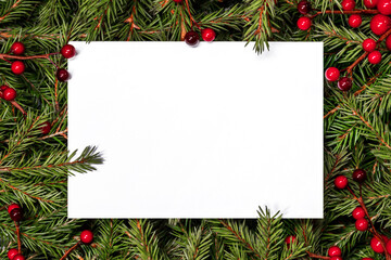 Fototapeta na wymiar Christmas card over fir tree branches