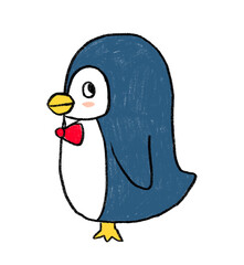 蝶ネクタイをしたペンギンの横から見た姿