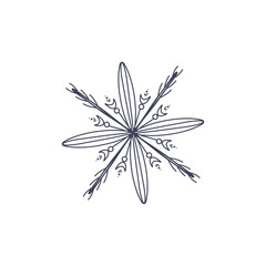 Beautiful cute snowflake for the new year holidays. Contour digital flat art. Print for wrapping paper, decor, decoration, web, postcard, banner, craft, textile, wallpaper