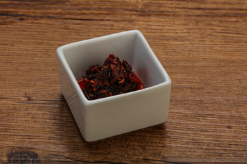 Fried chili pepper sauce with oil