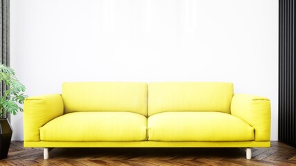 Modern design living room interior in Scandinavian style . 3D rendering